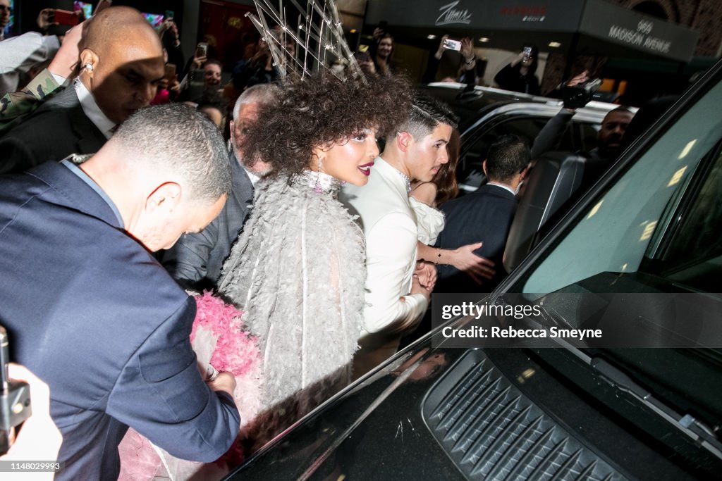 Priyanka Chopra and Nick Jonas depart the Carlyle hotel for the Met