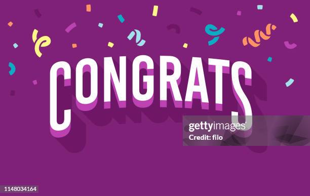 stockillustraties, clipart, cartoons en iconen met congrats - gefeliciteerd