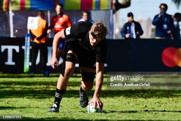 Taine Plumtree of New Zealand scores a try during a first round match between New Zealand U20 and Georgia U20 as part of World Rugby U20 Championship...
