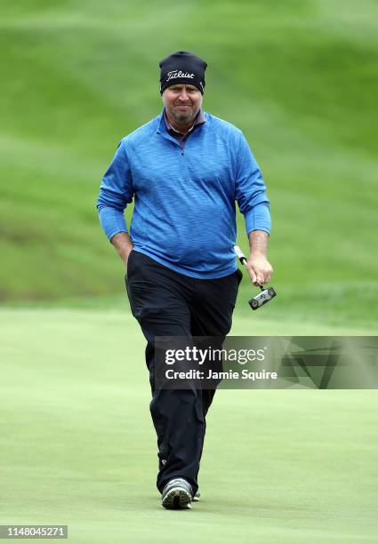 Steve Wheatcroft putts on the 16th hole during the first round of the Web.com Tour KC Golf Classic on May 09, 2019 in Kansas City, Missouri.