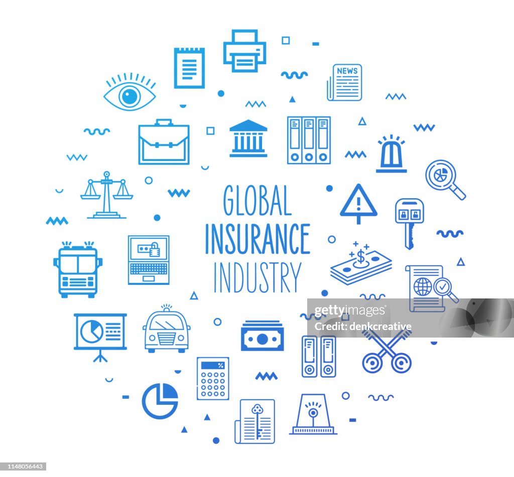Insurance Sector Vector Global Insurance Industry Outline Style Infographic Design High-Res ...