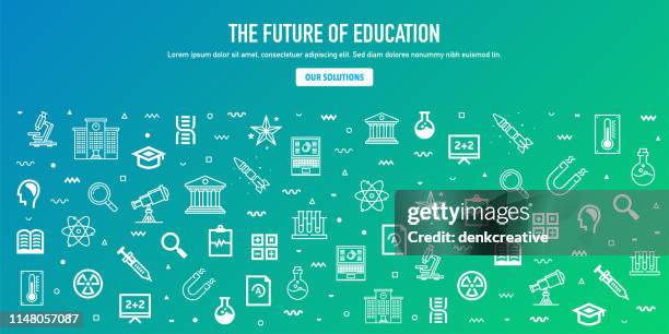 future of education & technology outline style web banner design - student leadership stock illustrations