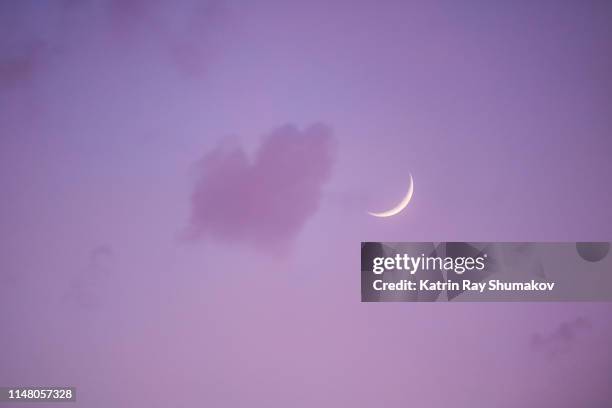 puple love moon - crescent imagens e fotografias de stock