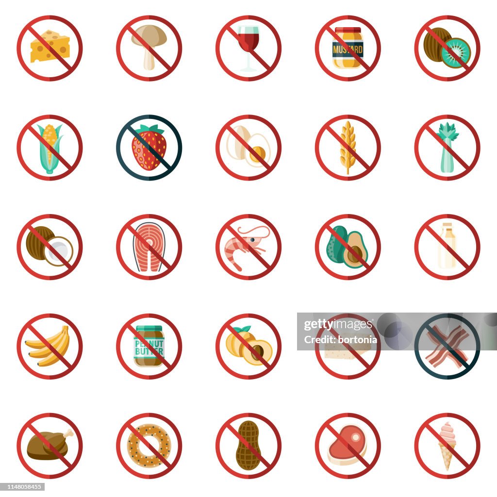Food Allergens Icon Set