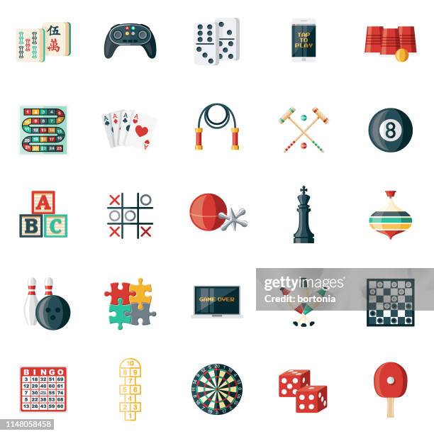 spiel-icon-set - leisure games stock-grafiken, -clipart, -cartoons und -symbole