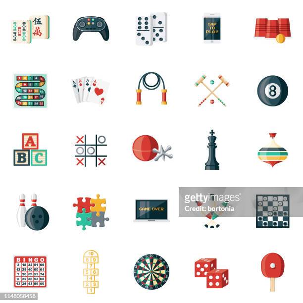 illustrazioni stock, clip art, cartoni animati e icone di tendenza di set di icone di gioco - dados