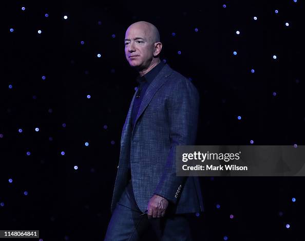 Ownership Blue Jeff Bezos, owner of Blue Origin, speaks about outer space before ...