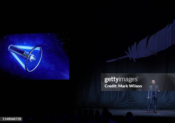 Ownership Blue Jeff Bezos, owner of Blue Origin, speaks about outer space before ...