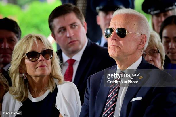 Presidential hopeful Former Vice President Joe Biden , joined by Dr. Jill Biden and granddaughter Natalie Biden on his side, attend the Delaware...