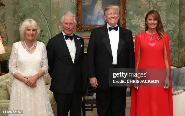 President Donald Trump , US First Lady Melania Trump , Britain's Prince Charles, Prince of Wales , and his wife Britain's Camilla, Duchess of...