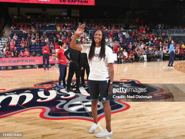 Retired WNBA Player, Chamique Holdsclaw attends the game between the Atlanta Dream and Washington Mystics on June 1, 2019 at the St. Elizabeths East...