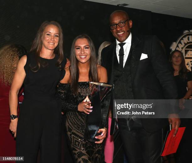 Katie Zelem of Manchester United is presented with the Women's Player of the Year award at the club's annual Player of the Year awards at Old...