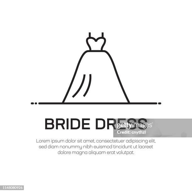 bride dress vector line icon - simple thin line icon, premium quality design element - engage button stock illustrations
