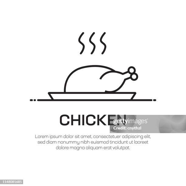 chicken vector line icon - simple thin line icon, premium quality design element - eating grilled chicken stock illustrations