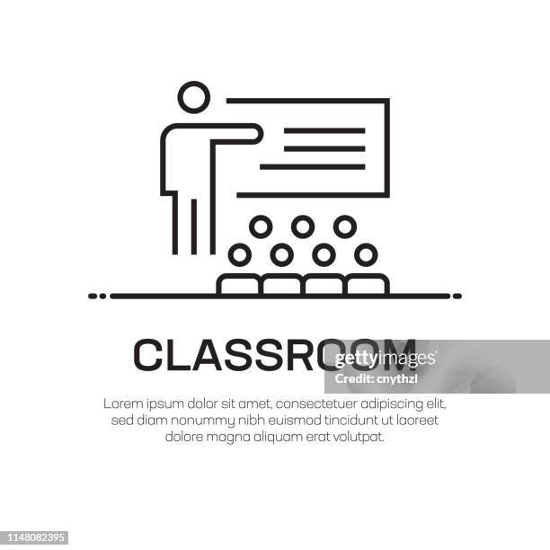 classroom vector line icon - simple thin line icon, premium quality design element - students learning stock illustrations
