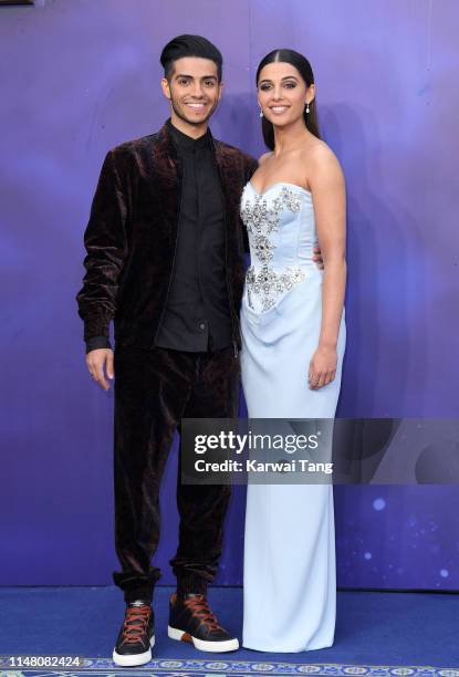 Mena Massoud and Naomi Scott attend the "Aladdin" European Gala at Odeon Luxe Leicester Square on May 09, 2019 in London, England.