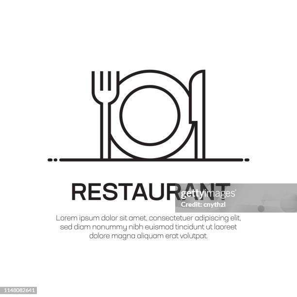 illustrations, cliparts, dessins animés et icônes de icône de ligne de vecteur de restaurant-icône simple de ligne mince, élément de conception de qualité supérieure - prendre son repas