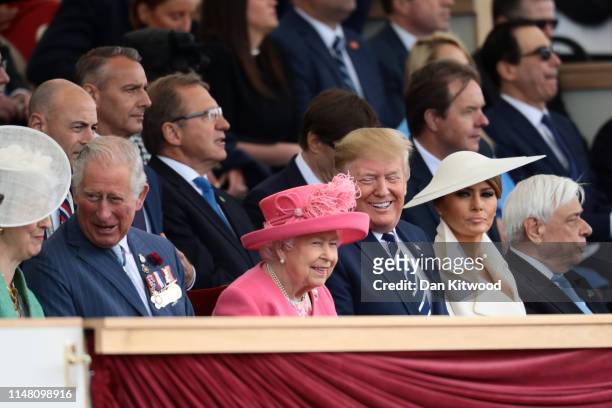 President of the United States, Donald Trump and First Lady of the United States, Melania Trump sit next to British Prime minister, Theresa May,...