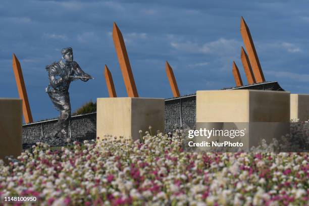 Partial view of the 'D-Day 75 Garden' telling the story from the point of view of an elderly Normandy veteran, Bill Pendell, seen near Arromanches...