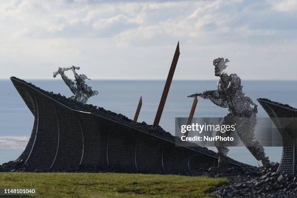 Partial view of the 'D-Day 75 Garden' telling the story from the point of view of an elderly Normandy veteran, Bill Pendell, seen near Arromanches...