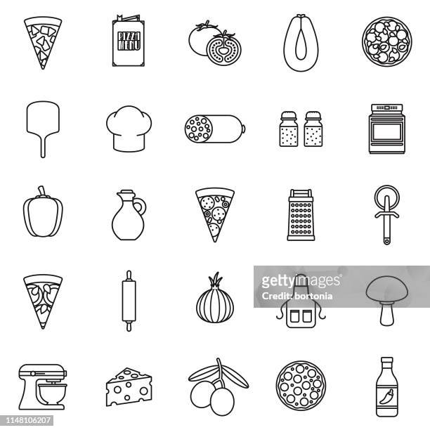 illustrations, cliparts, dessins animés et icônes de pizza flat design icône ensemble - râpe à fromage