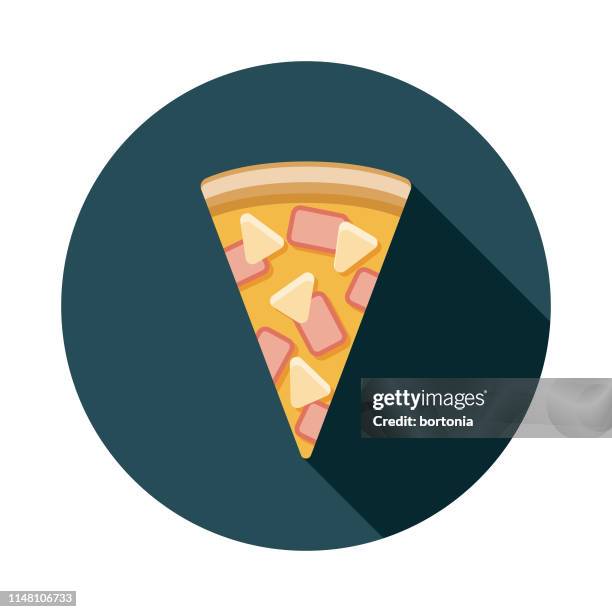 hawaiian pizza icon - half ham stock illustrations