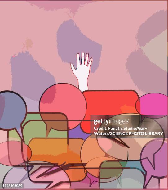 illustrazioni stock, clip art, cartoni animati e icone di tendenza di trying to be heard, conceptual illustration - arguing