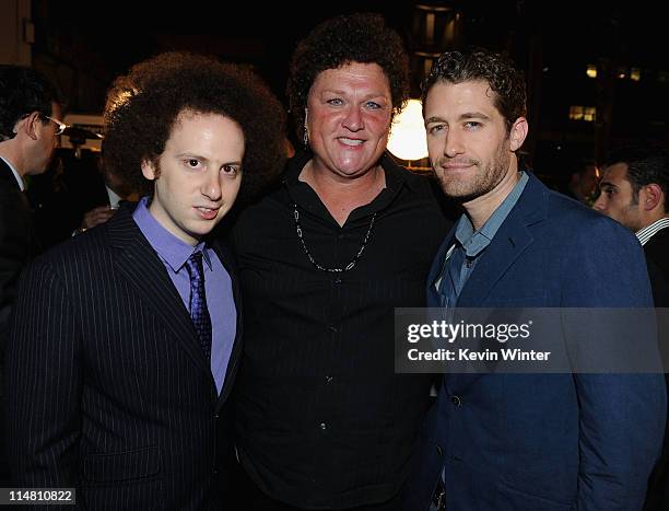 Actors Josh Sussman, Dot Jones, and Matthew Morrison attend a star-studded party hosted by Twentieth Century Fox Television Distribution at the Fox...