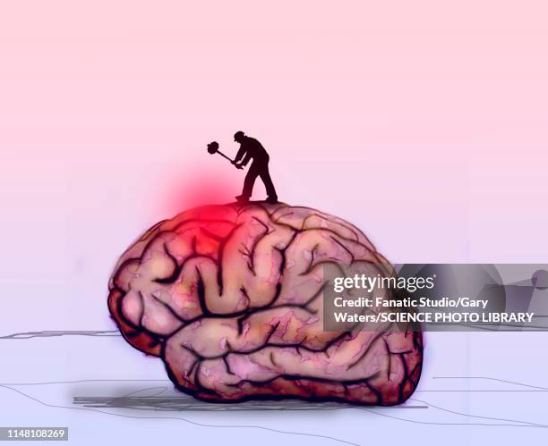 brain disease, conceptual illustration - depression stock-grafiken, -clipart, -cartoons und -symbole