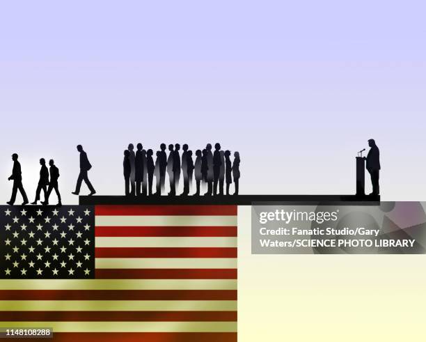 us president losing support, conceptual illustration - politician rally stock illustrations