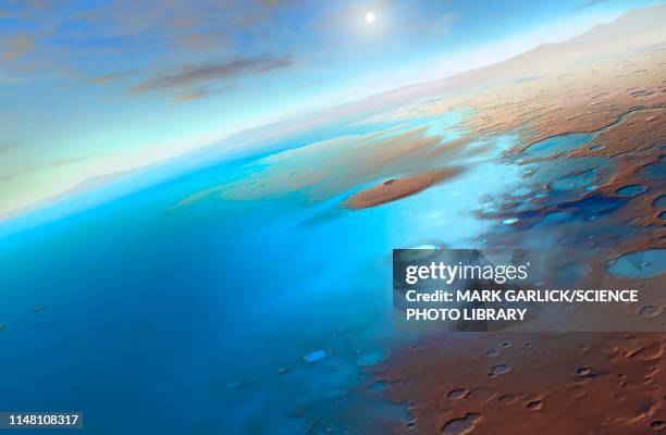 ancient mars, illustration - mars planet stock-grafiken, -clipart, -cartoons und -symbole