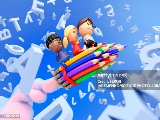 education, conceptual illustration - rocket book stock illustrations