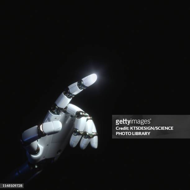 robotic hand, illustration - android stockfoto's en -beelden