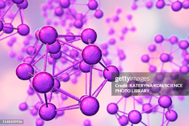 illustrazioni stock, clip art, cartoni animati e icone di tendenza di abstract molecular network, illustration - biochimica