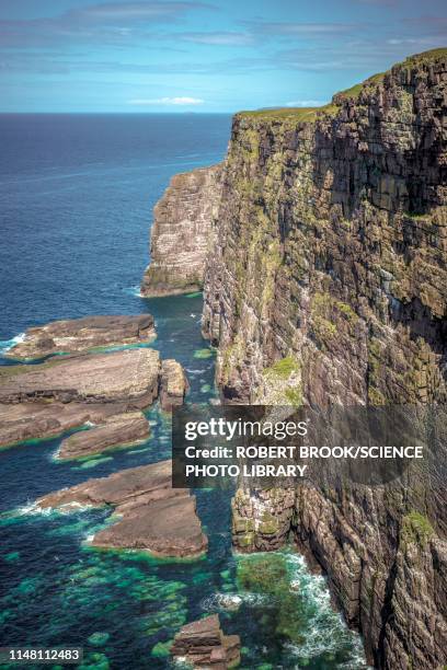 cliffs at handa island, scotland, uk - neoproterozoic stock-fotos und bilder