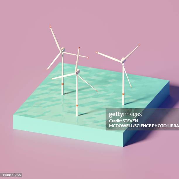 windturbines, illustration - renewable-energy-illustration stock illustrations