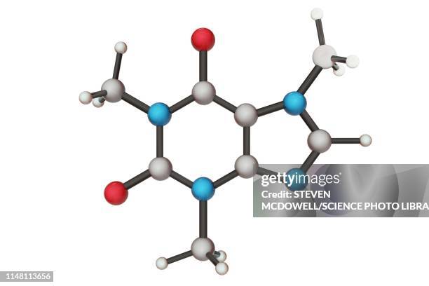 stockillustraties, clipart, cartoons en iconen met caffeine molecule, illustration - caffeine molecule