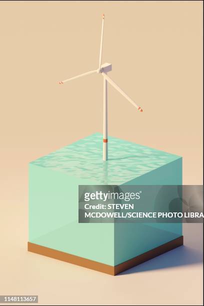 windturbine, illustration - wind farm sea stock illustrations