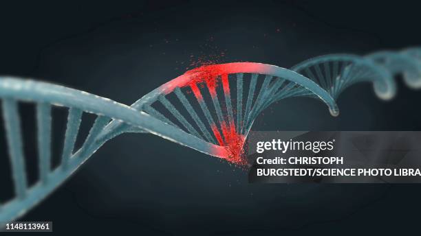 stockillustraties, clipart, cartoons en iconen met damaged dna molecule, illustration - schade