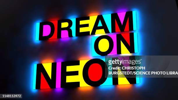 dream on neon, illustration - advertising stock illustrations