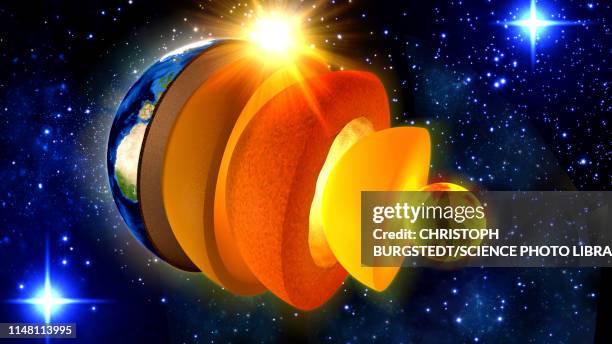 structure of the earth, illustration - erdkruste stock-fotos und bilder