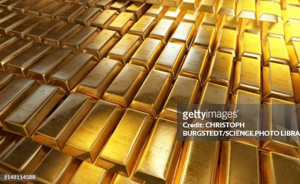 gold bars, illustration - bullion stockfoto's en -beelden
