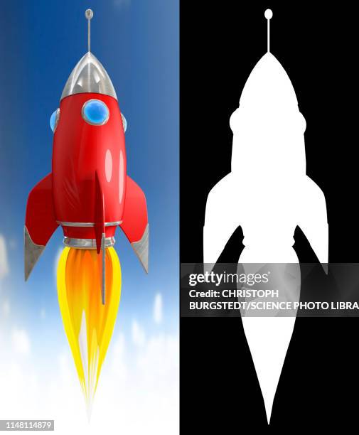 rockets lifting off, illustration - 3d rocket stock illustrations