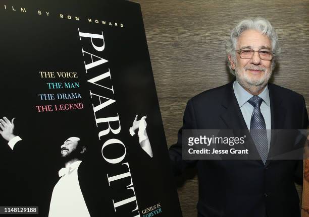 Placido Domingo attends a special screening of "Pavarotti" on May 09, 2019 in Los Angeles, California.