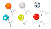 Bounce Balls Sport Playing Equipment Set Vector