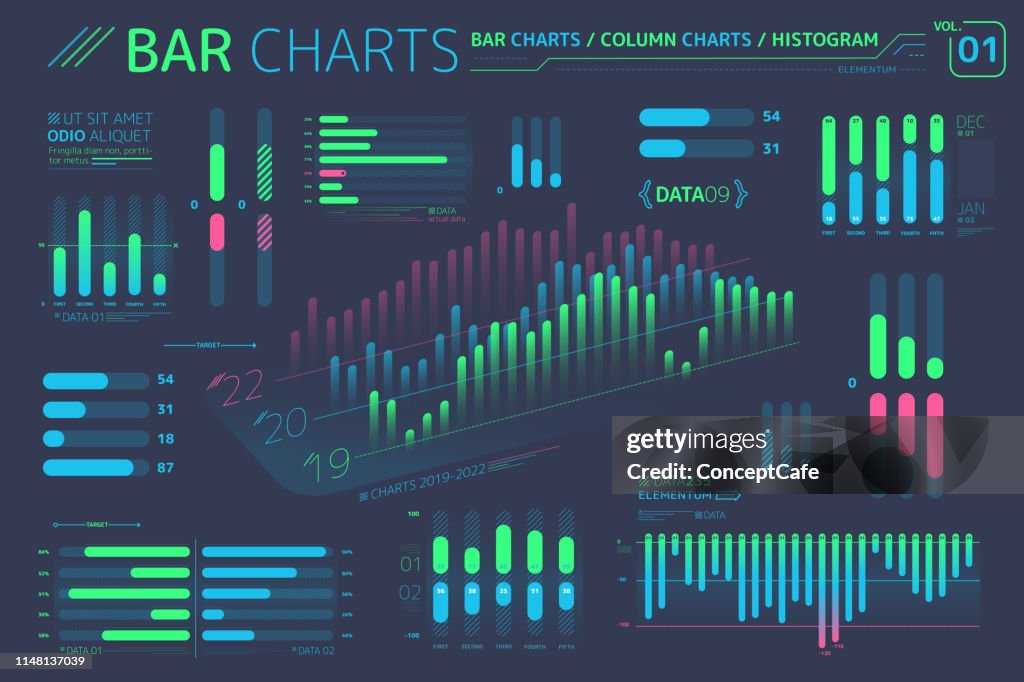 Bar Charts Column Charts And Histograms Infographic Elements High-Res ...