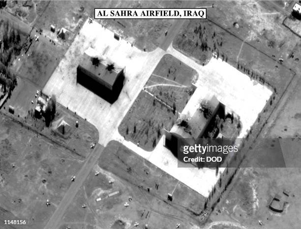 Bomb damage assessment photos of the Al Sahra Airfield, Iraq, used in a Pentagon press briefing on Dec. 18, 1998 on the status of ''Operation Desert...