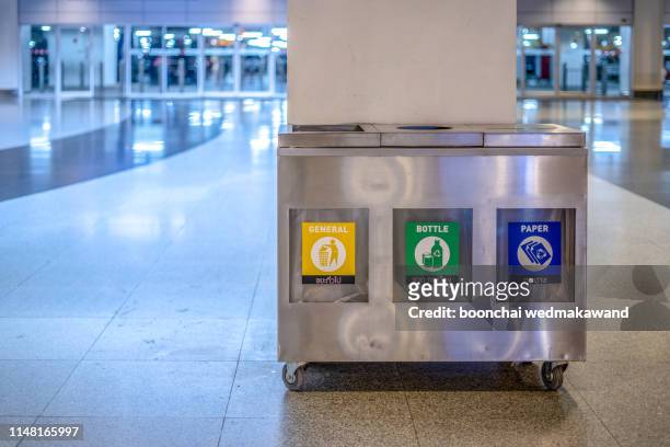 trash bin for recycling - separation icon stock pictures, royalty-free photos & images