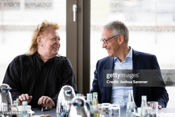 Schult and Harald Schmitz during artist HA Schult Initiates in coorperation with the “Cologne network civic engagement” the portrait series "Together...