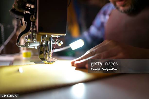 stitches in the leather - leather industry stock pictures, royalty-free photos & images